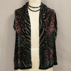 Silk Blend Velvet Burnout Scarf Redfish Designs 14x63 Beautiful Pattern Quality